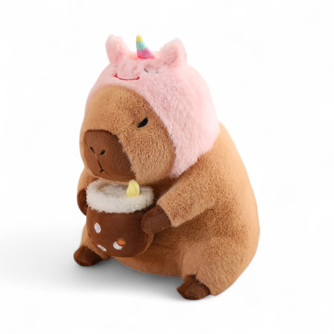 Capybara mit Mütze und Getränk 30 cm