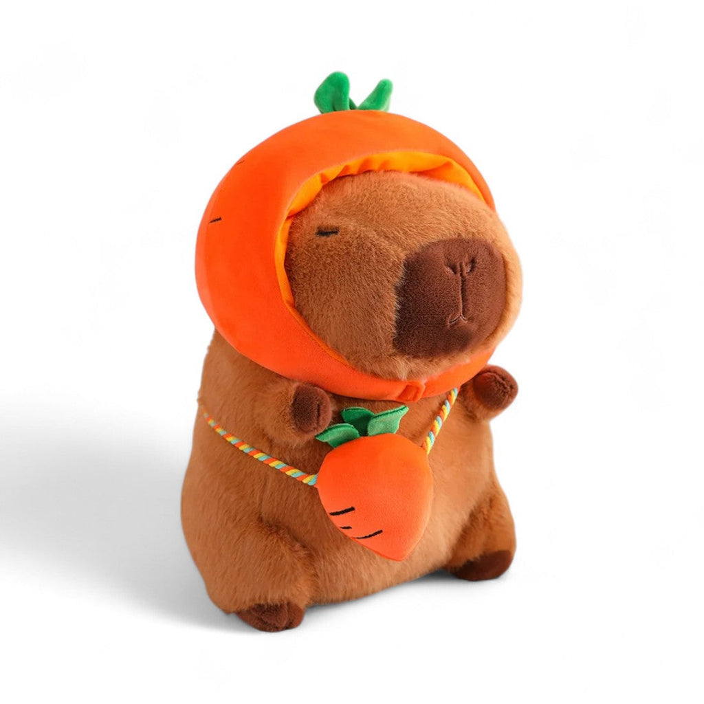 Capybara mit Gemüse-Mütze und Tasche
