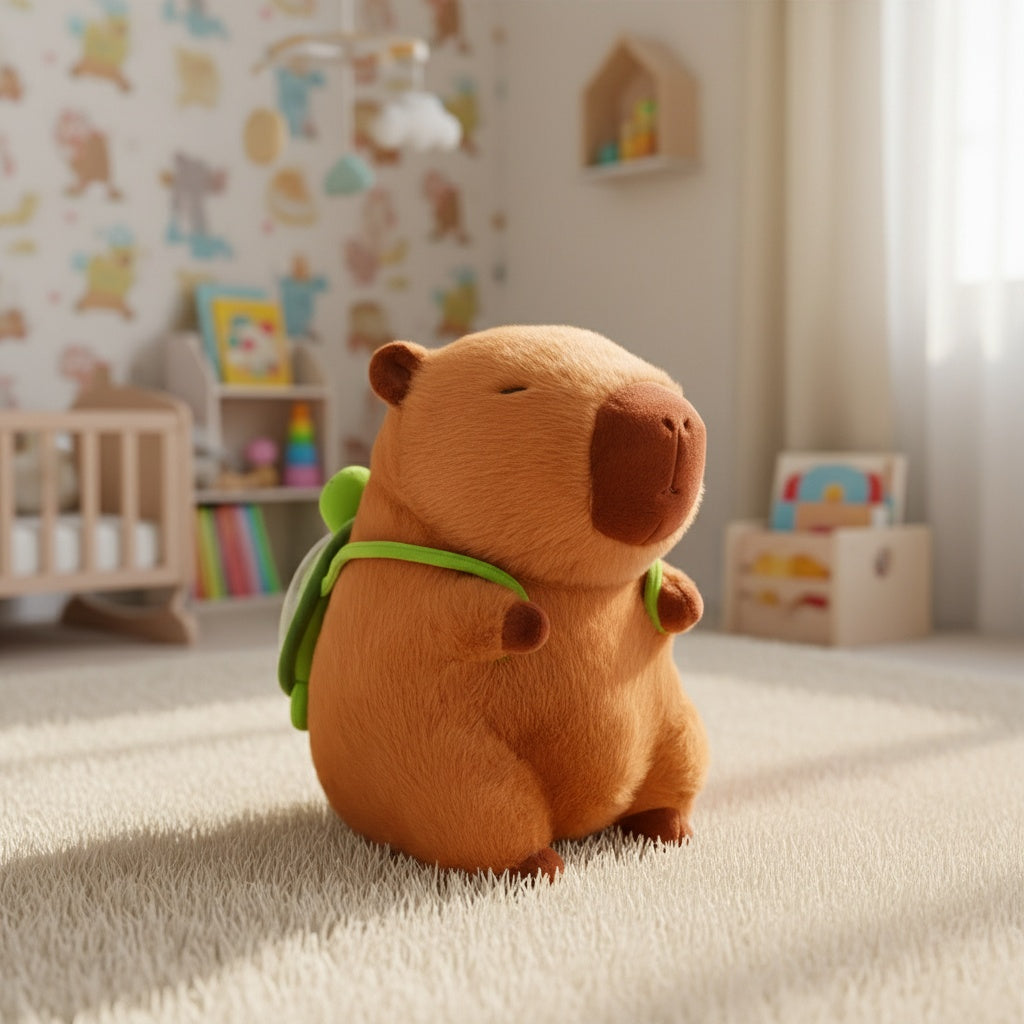 Capybara mit Schildkröten-Rucksack 30 cm