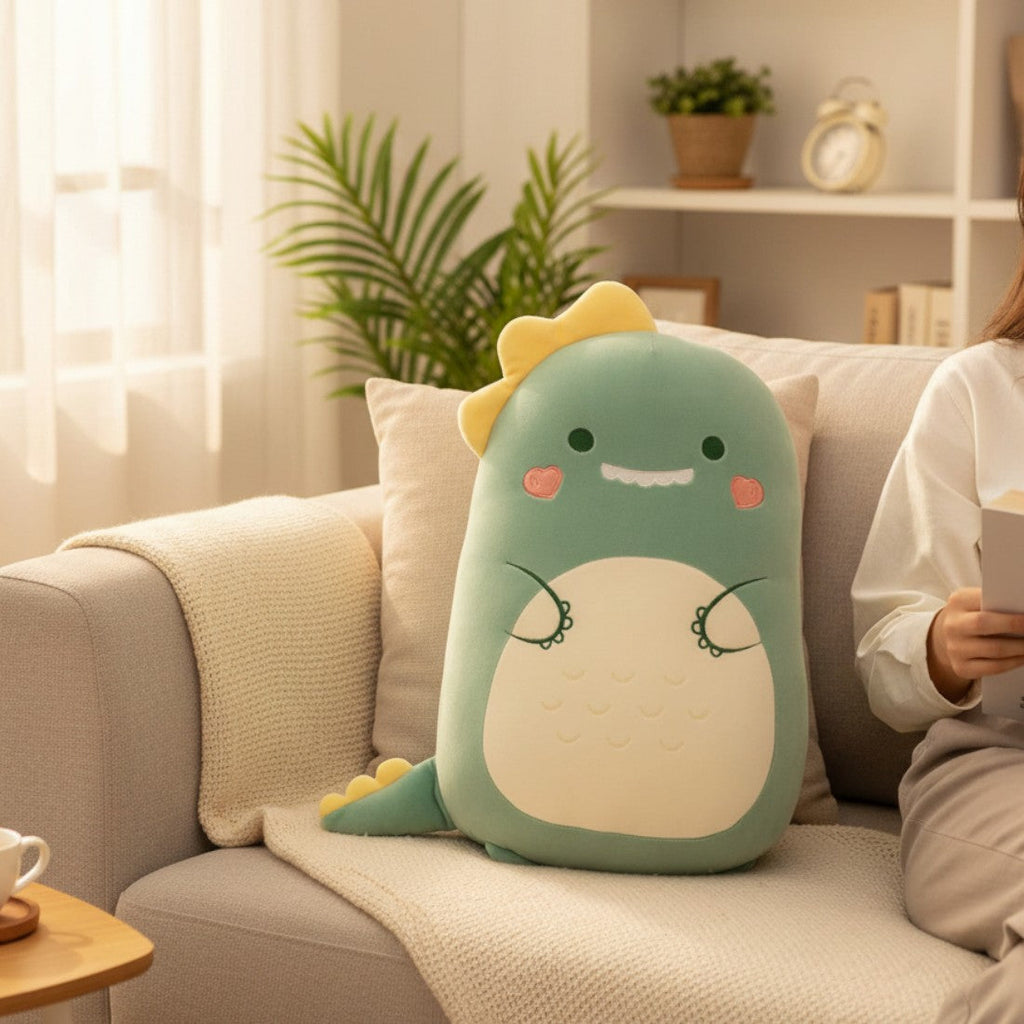 Dinosaurier Squishy Kuschelkissen Grün 45–50 cm