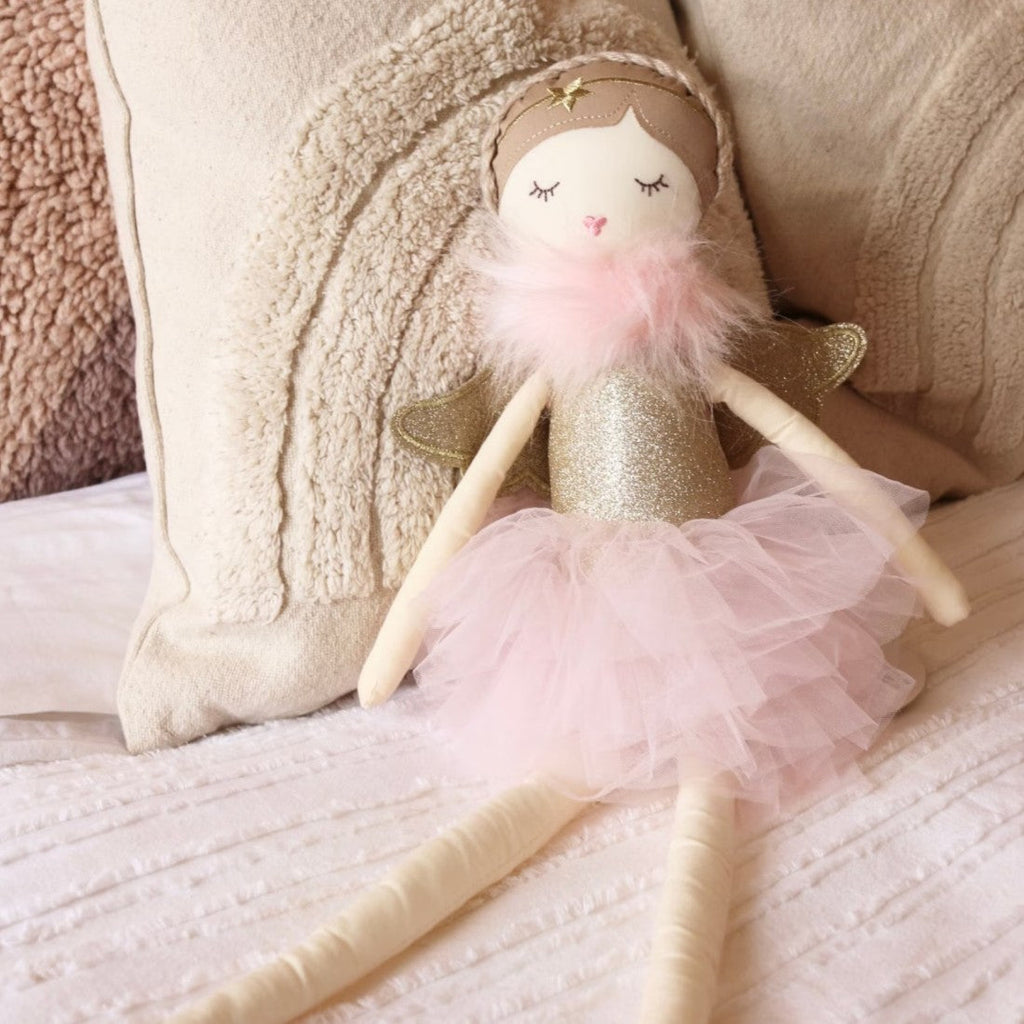 Engel Stoffpuppe mit rosa Tüllkleid