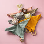 Baby Schmusetuch mit gehäkeltem Bärenkopf 20–25 cm