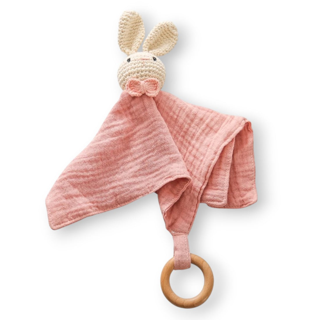 Baby Schmusetuch mit gehäkeltem Hasenkopf 20–25 cm