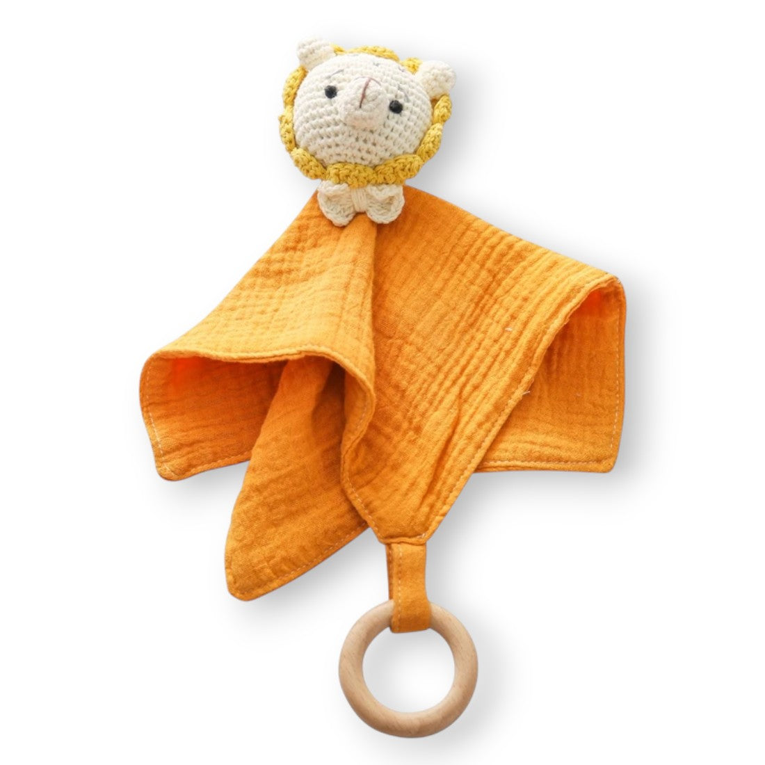 Baby Schmusetuch mit gehäkeltem Löwenkopf 20–25 cm