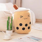 Kawaii Karamell Bubble Tea Kuschelkissen 23–35 cm