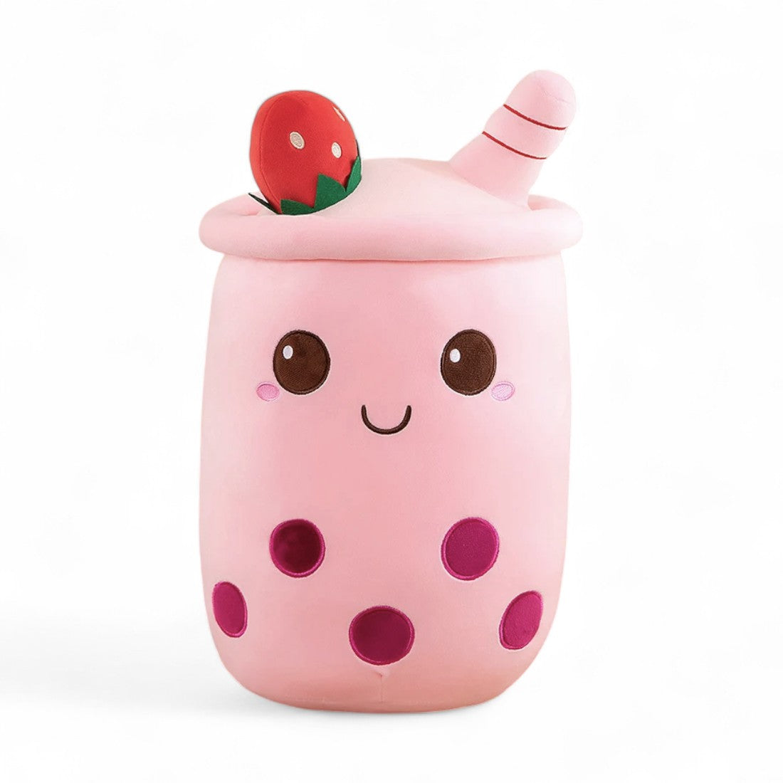 Kawaii Erdbeer Bubble Tea Kuschelkissen 23–35 cm