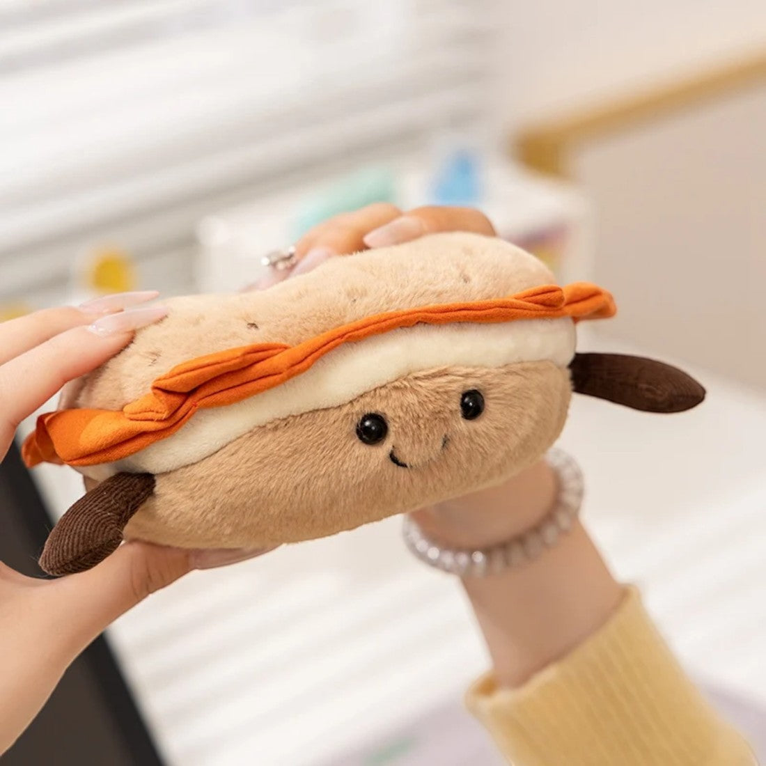 Kawaii Bagel mit Lachs Kuscheltier 10–15 cm