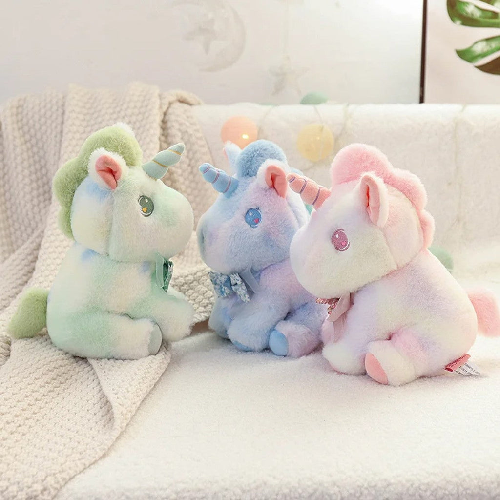 Pastell Einhorn Kuscheltier mit Blumenschleife 25–55 cm