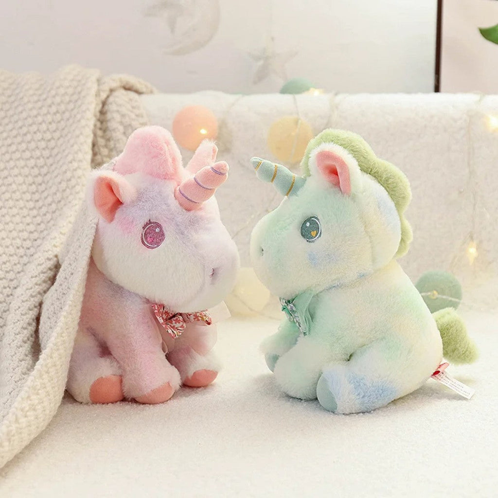 Pastell Einhorn Kuscheltier mit Blumenschleife 25–55 cm