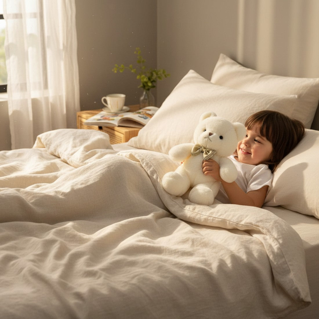 Teddybär mit Vichy-Schleife 30 cm