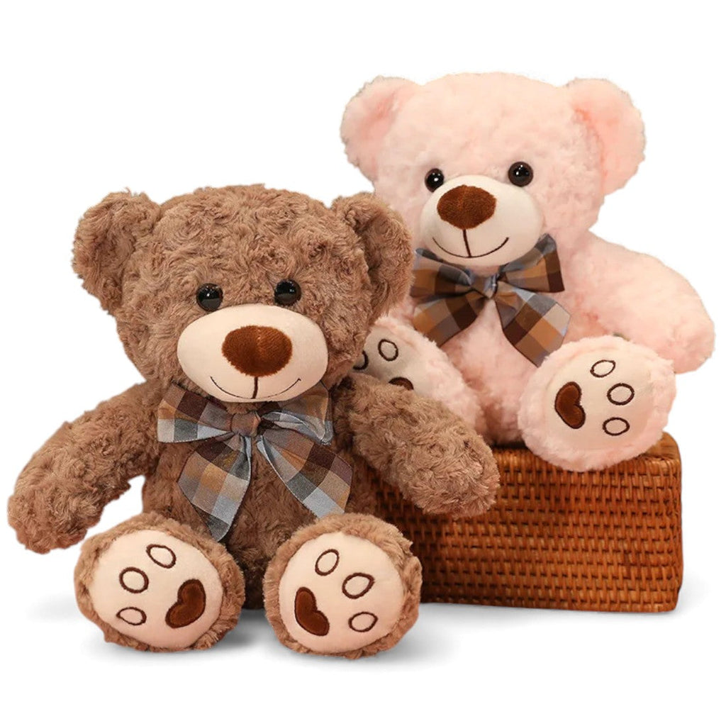 Teddybär mit Lockenfell & Retro-Schleife 35–60 cm