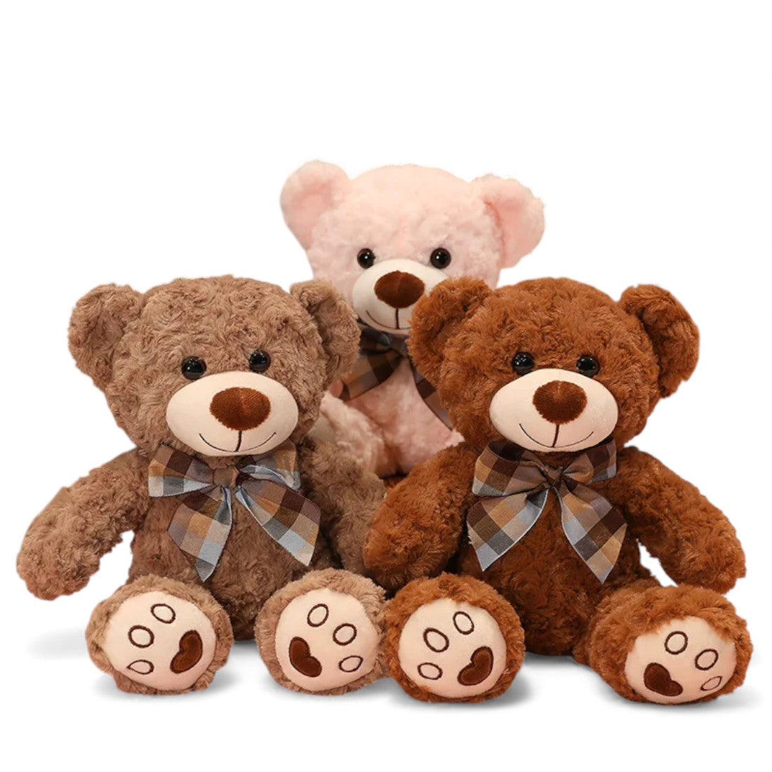 Teddybär mit Lockenfell & Retro-Schleife 35–60 cm