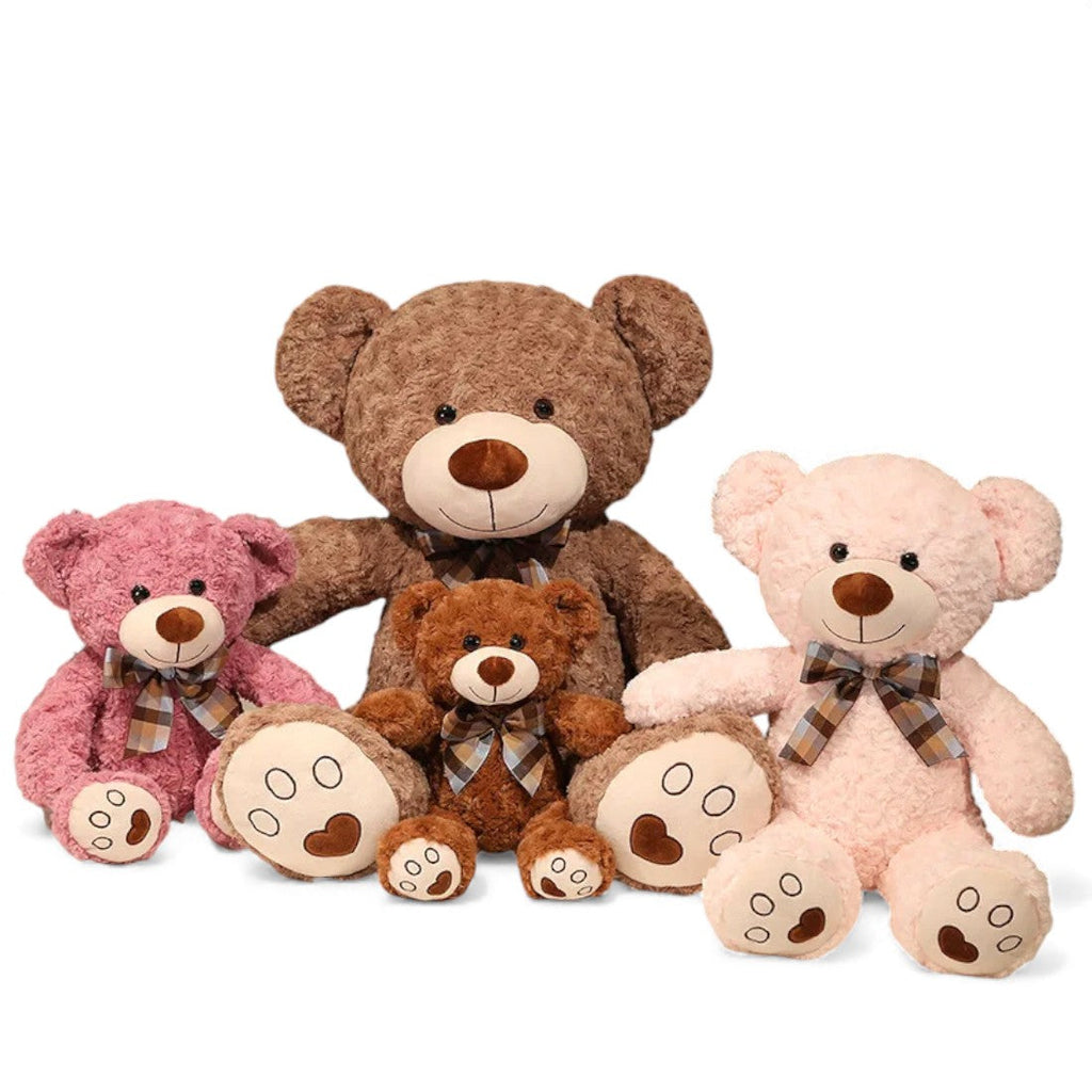 Teddybär mit Lockenfell & Retro-Schleife 35–60 cm