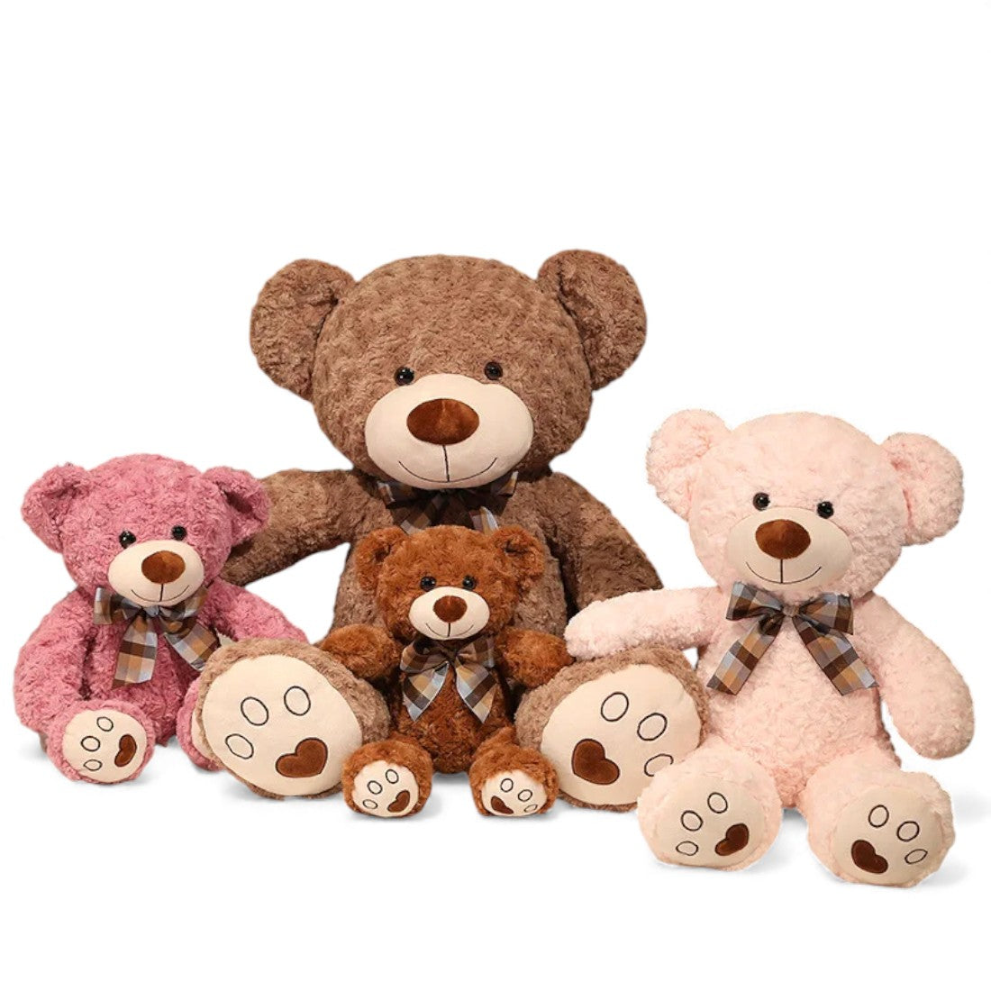 Teddybär mit Lockenfell & Retro-Schleife 35–60 cm