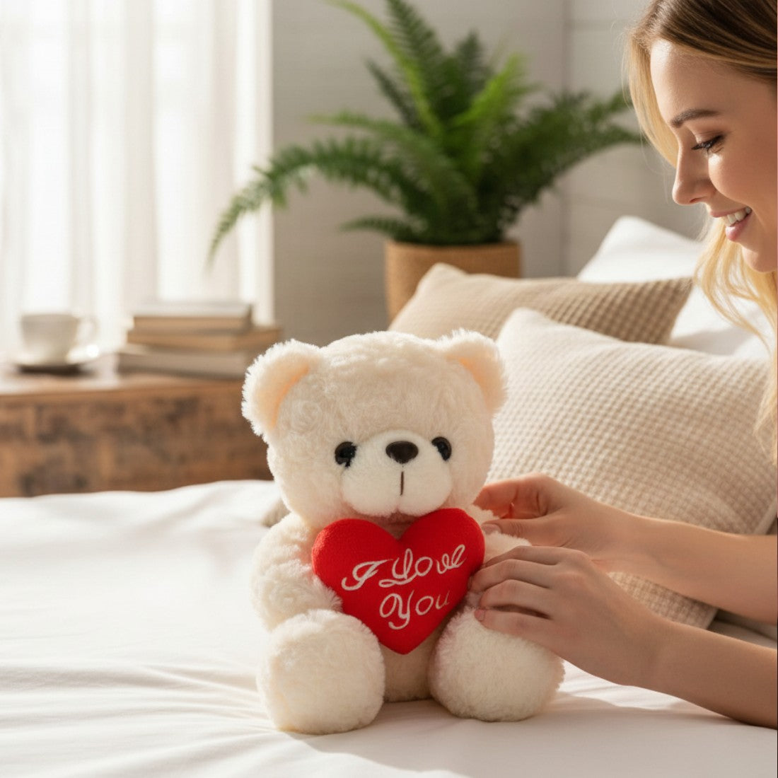 Romantischer Teddybär mit rotem Herz 15–25 cm