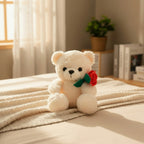 Romantischer Teddybär mit roter Rose 15–25 cm