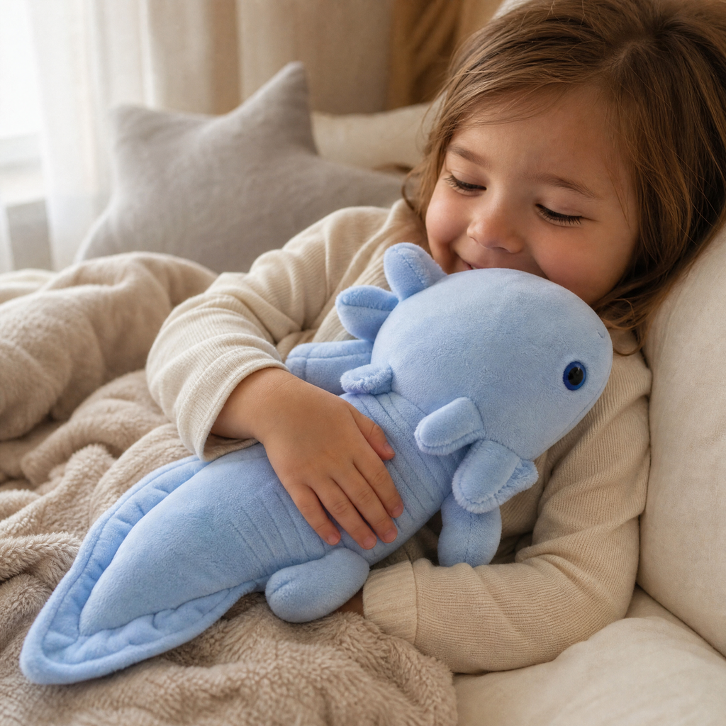 Axolotl Kuschelkissen Blau 45–80 cm