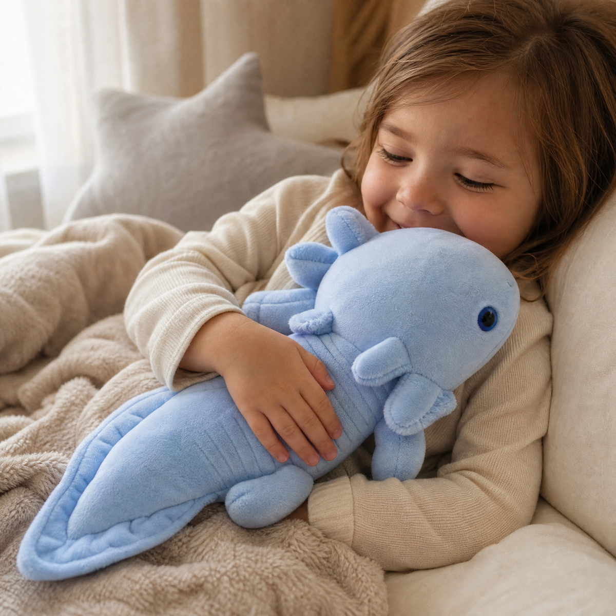 Axolotl Kuschelkissen Blau 45–80 cm