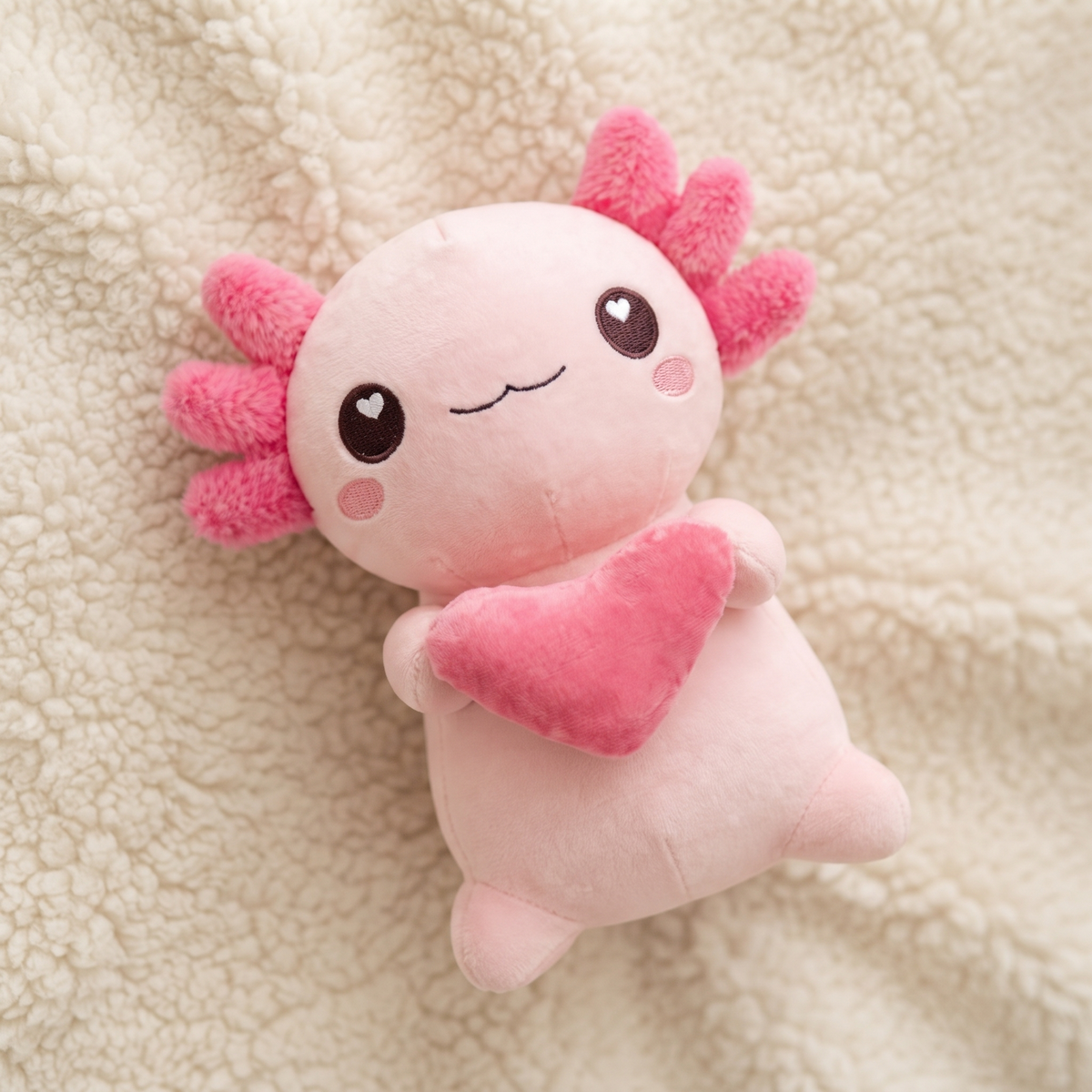 Kawaii Axolotl Kuscheltier mit Herz 30–50 cm