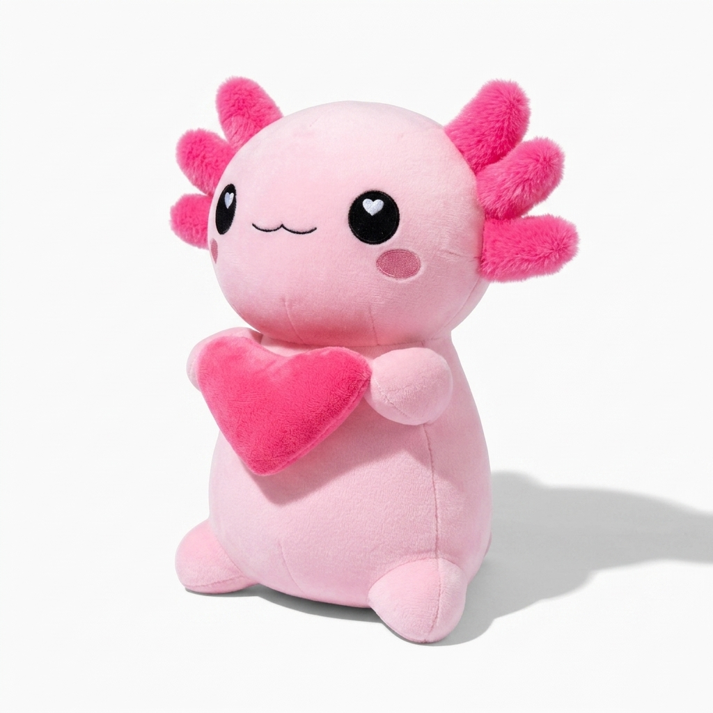 Kawaii Axolotl Kuscheltier mit Herz 30–50 cm
