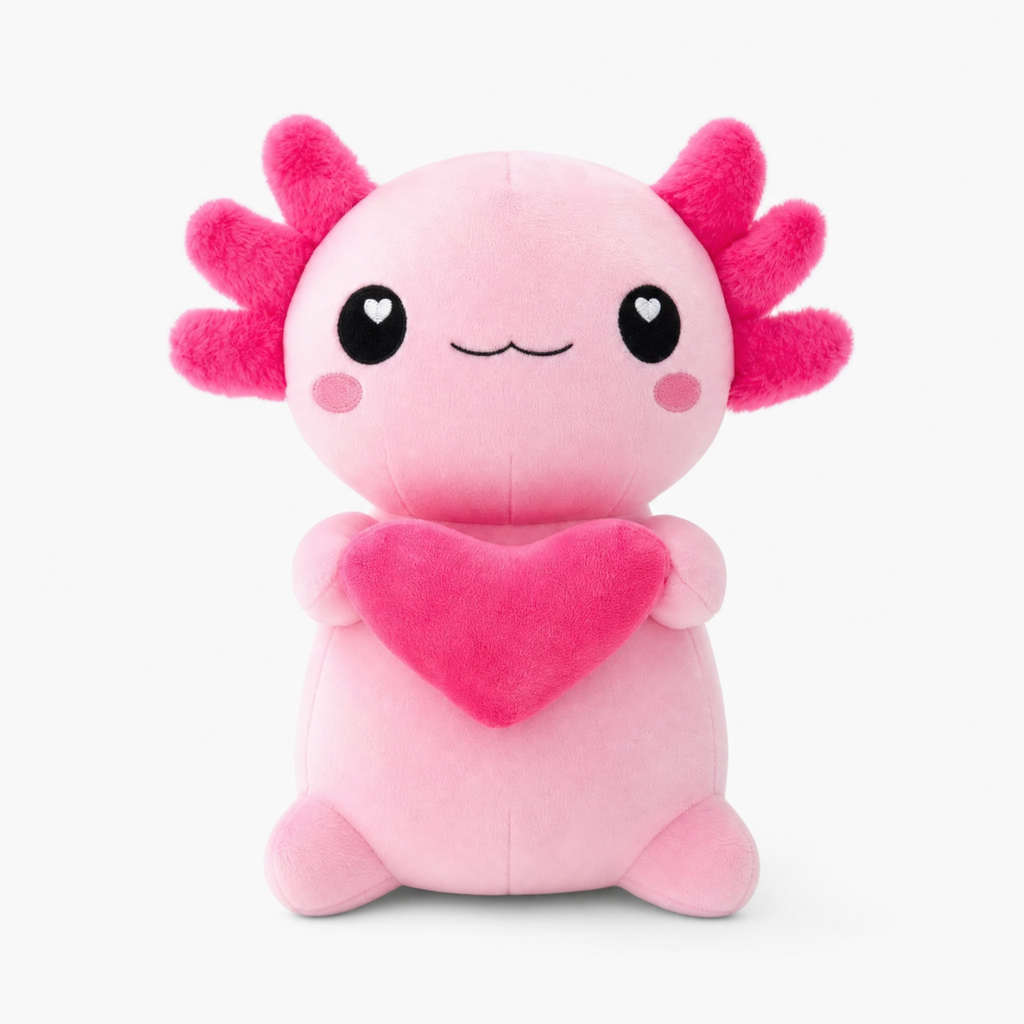 Kawaii Axolotl Kuscheltier mit Herz 30–50 cm