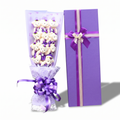 Teddybär Bouquet Weiß mit violetter Geschenkbox