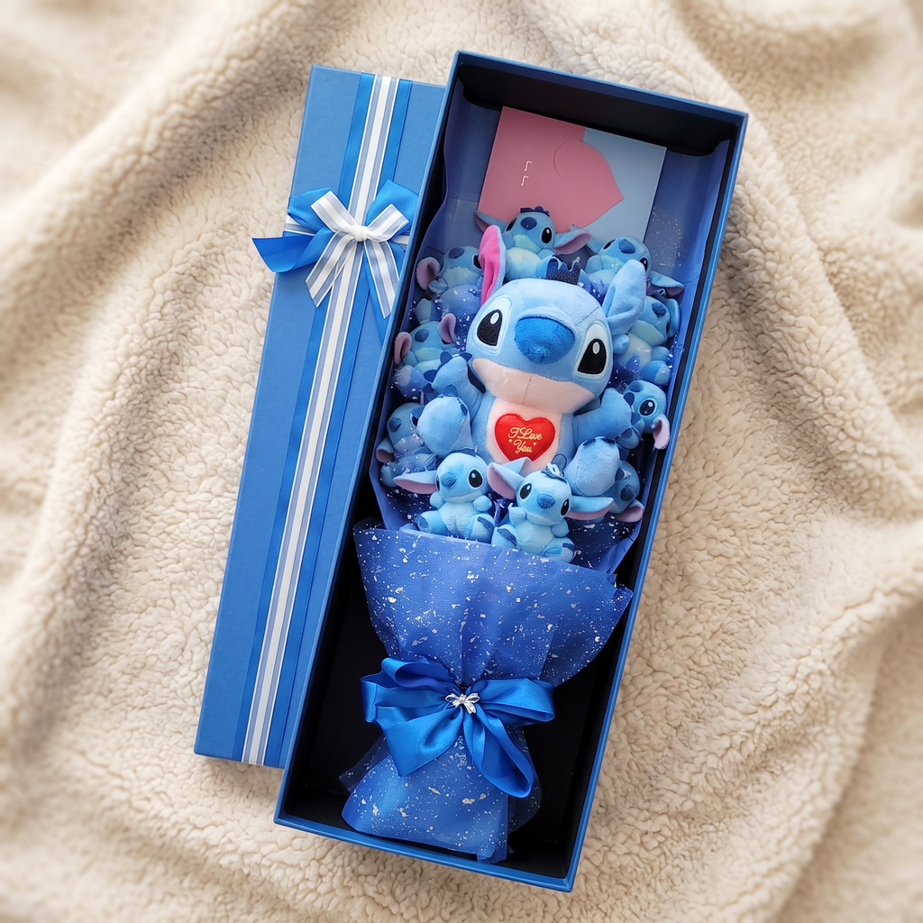Stitch I Love You Plüsch-Bouquet mit Geschenkbox