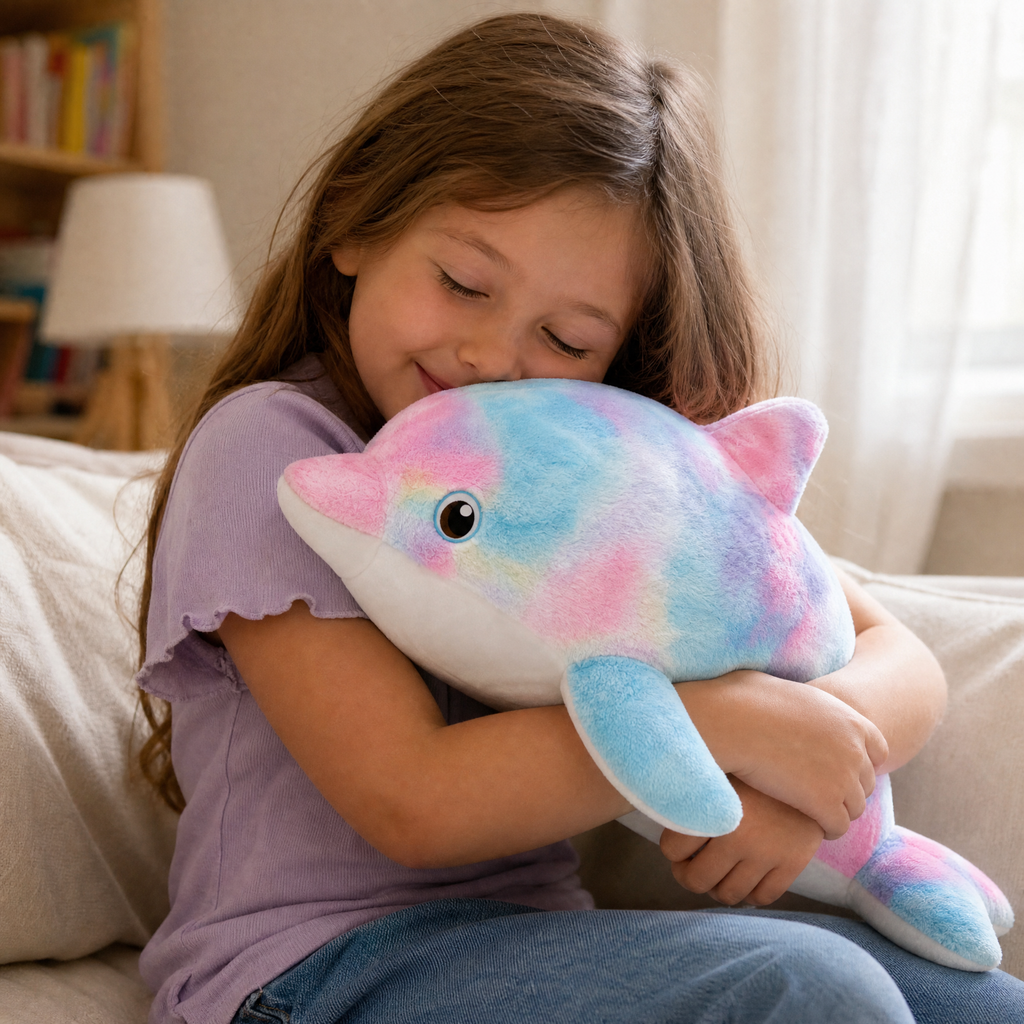 Regenbogen Delfin Kuscheltier 50–130 cm