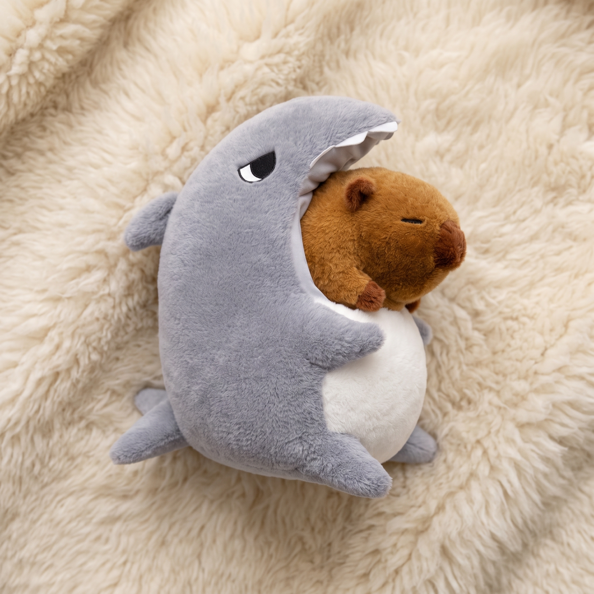 Capybara im Hai-Kostüm 30–50 cm
