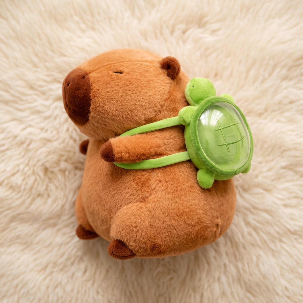 Capybara mit Schildkröten-Rucksack 23–33 cm