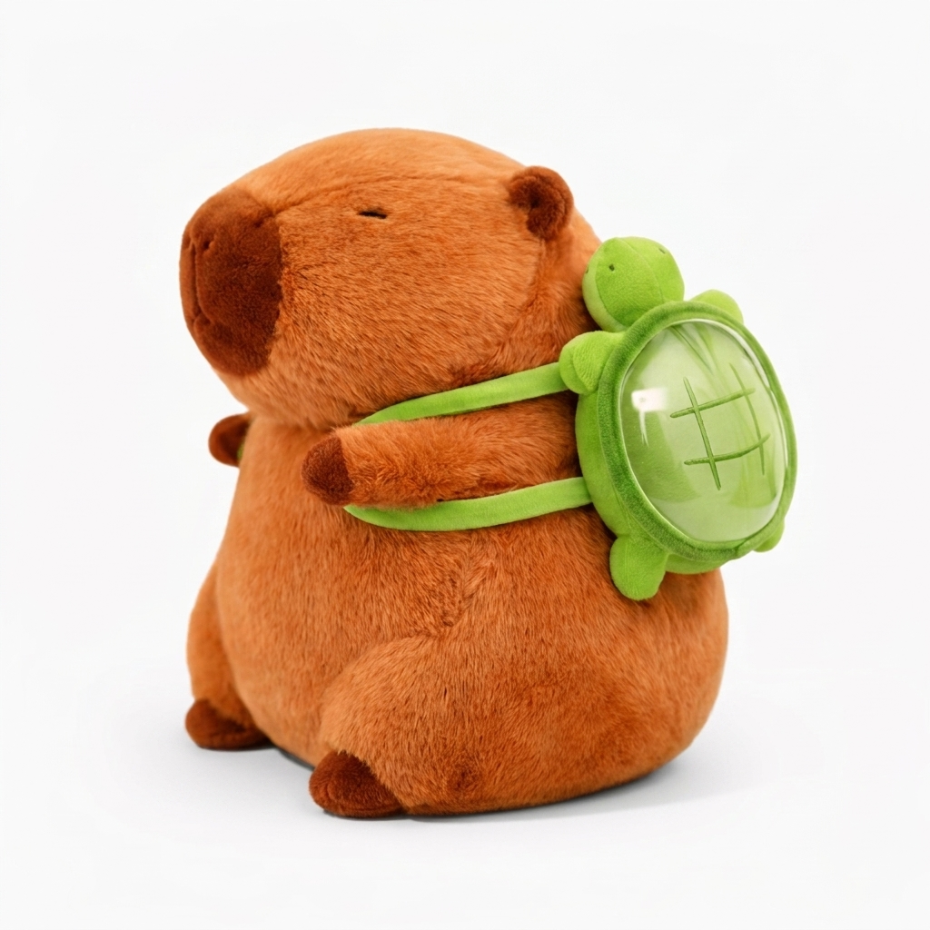 Capybara mit Schildkröten-Rucksack 23–33 cm