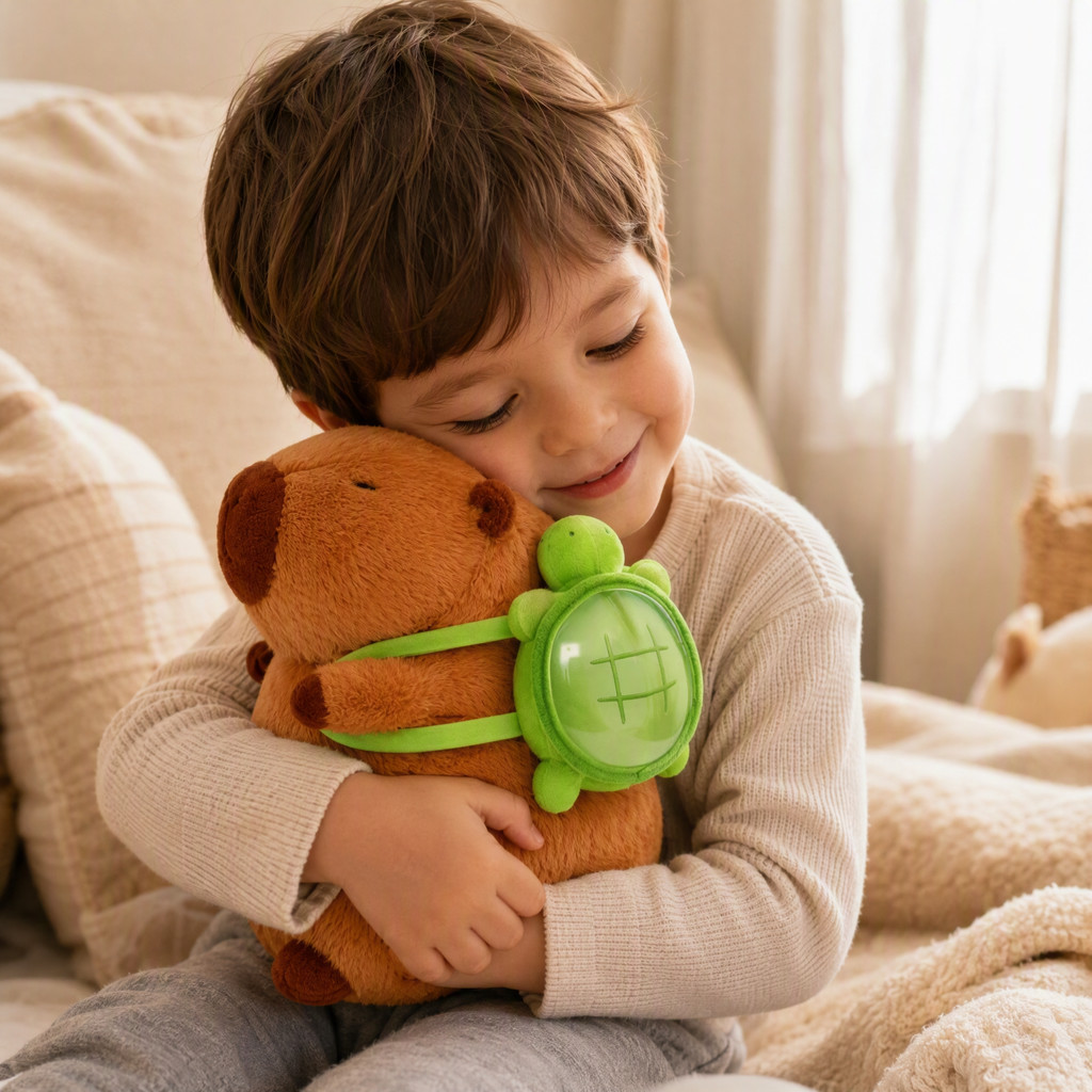 Capybara mit Schildkröten-Rucksack 23–33 cm