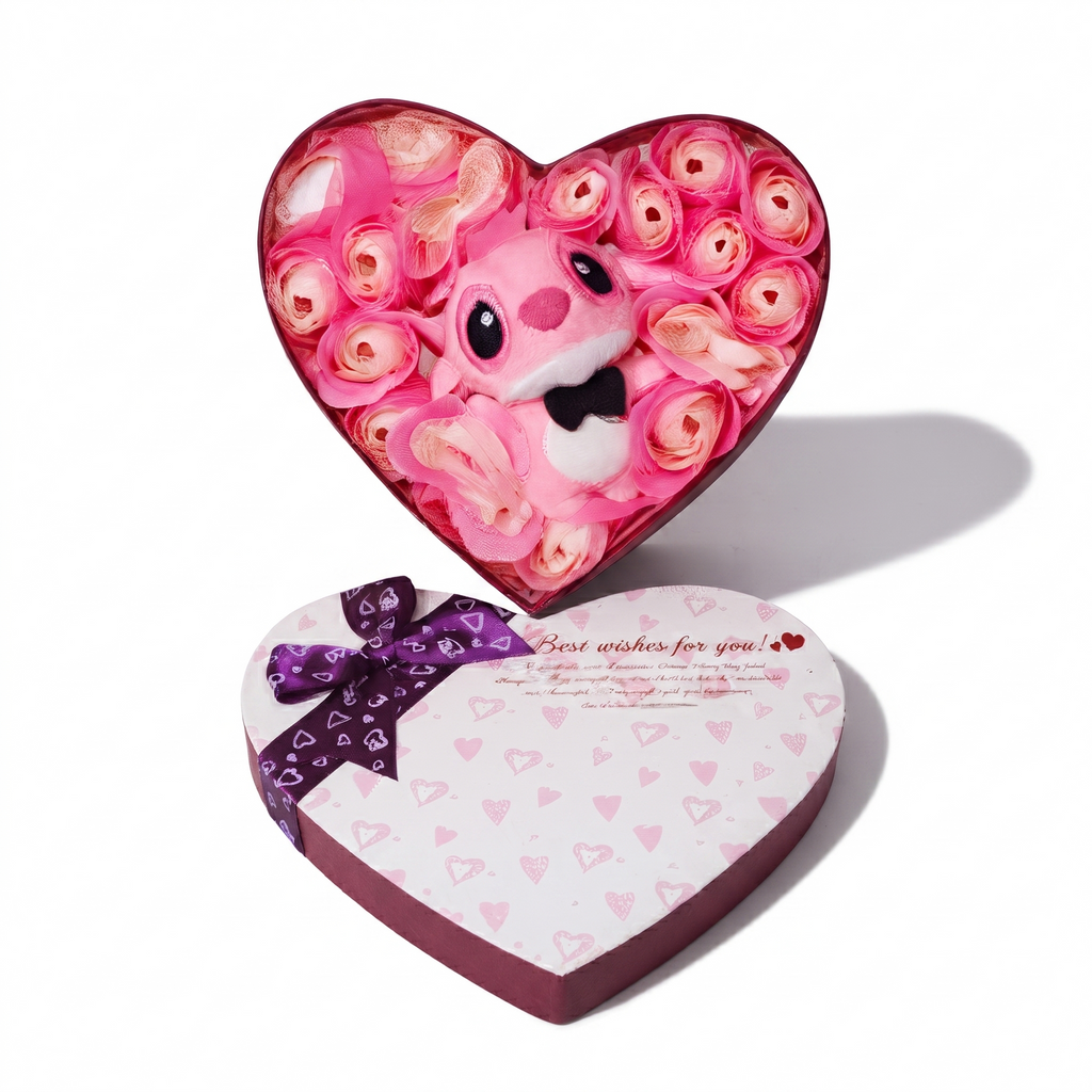 Angel Herz-Geschenkbox mit Rosen 20 × 15 cm