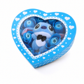 Stitch Herz-Geschenkbox mit blauen Rosen & Mini-Plüsch 6 cm