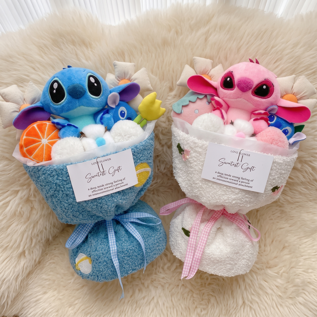 Stitch & Angel Kawaii Plüsch-Bouquet mit Früchten 35 cm