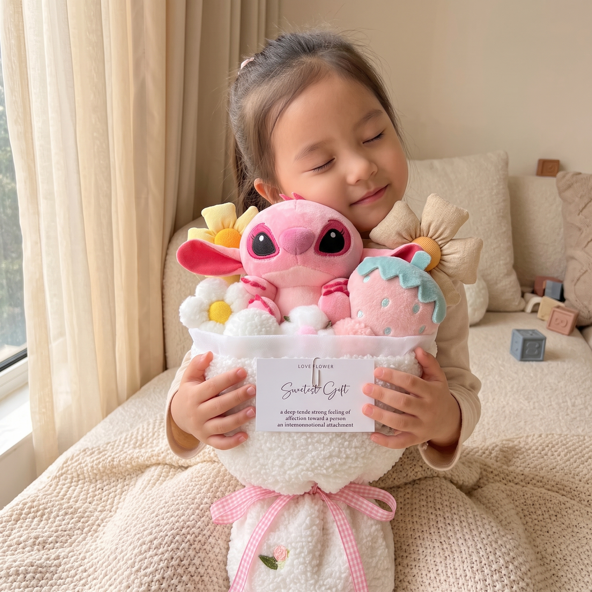 Stitch & Angel Kawaii Plüsch-Bouquet mit Früchten 35 cm