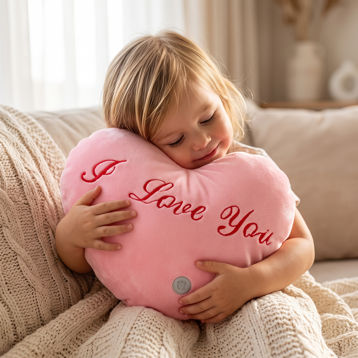 Herz Kuschelkissen I Love You Rosa 35 cm