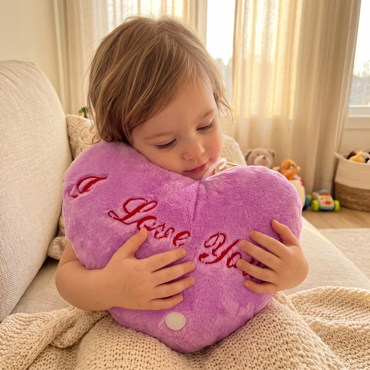 Herz Kuschelkissen I Love You Violett 35 cm