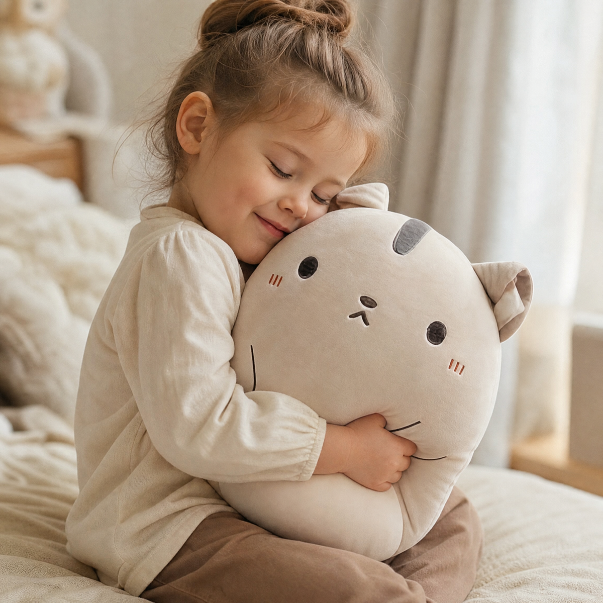 Katzen Kuschelkissen Beige