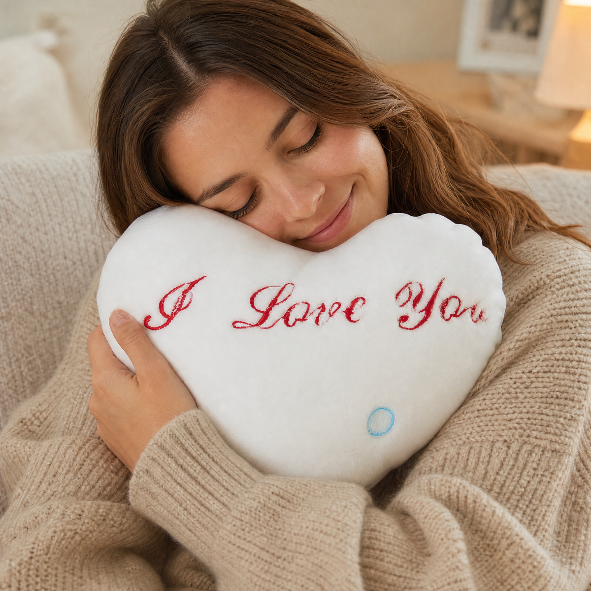Herz Kuschelkissen I Love You Weiß 35 cm