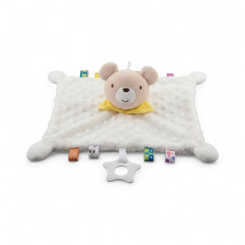 Baby Bären Schmusetuch Gelb mit Beißring 25–30 cm