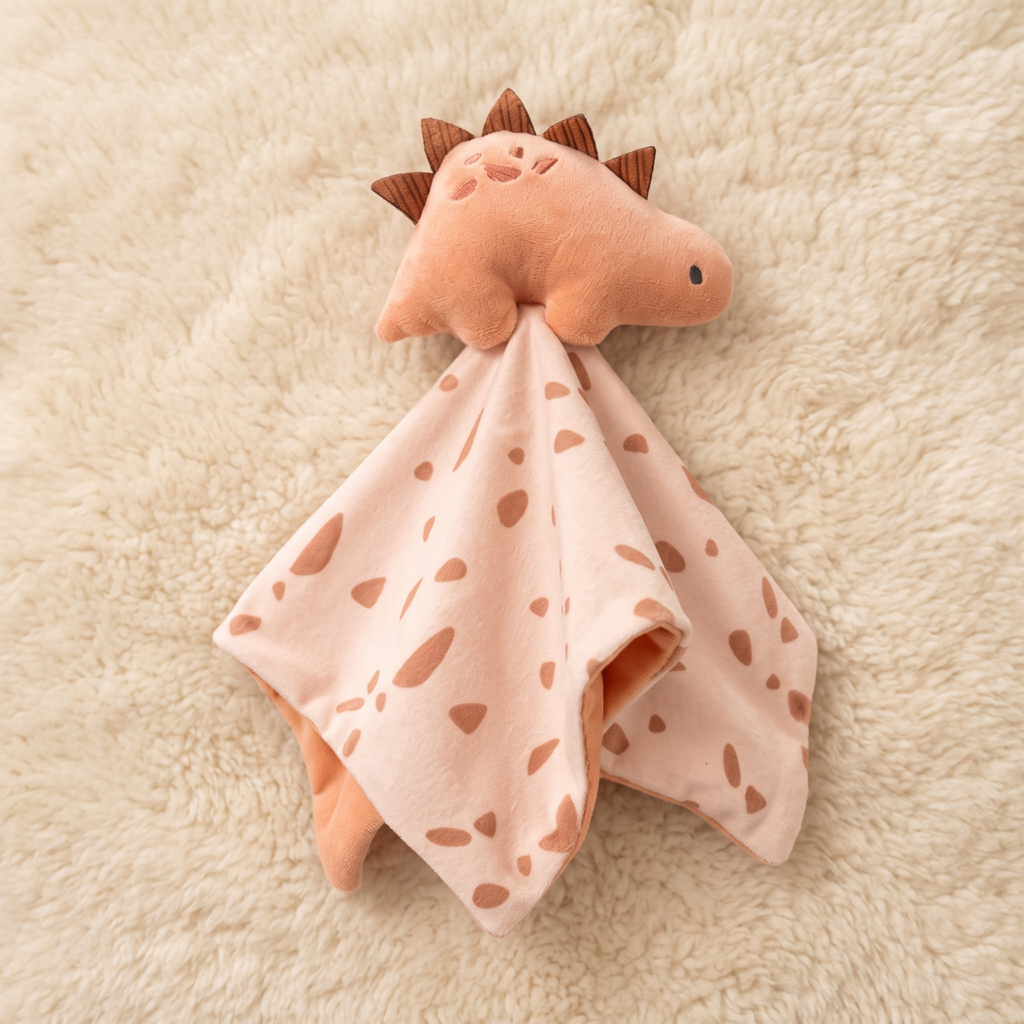 Baby Dinosaurier Schmusetuch Pfirsich 30–35 cm