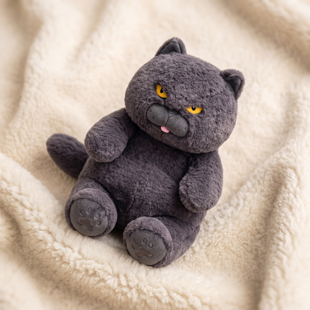 Grimmiges graues Katzen Kuscheltier 30–60 cm