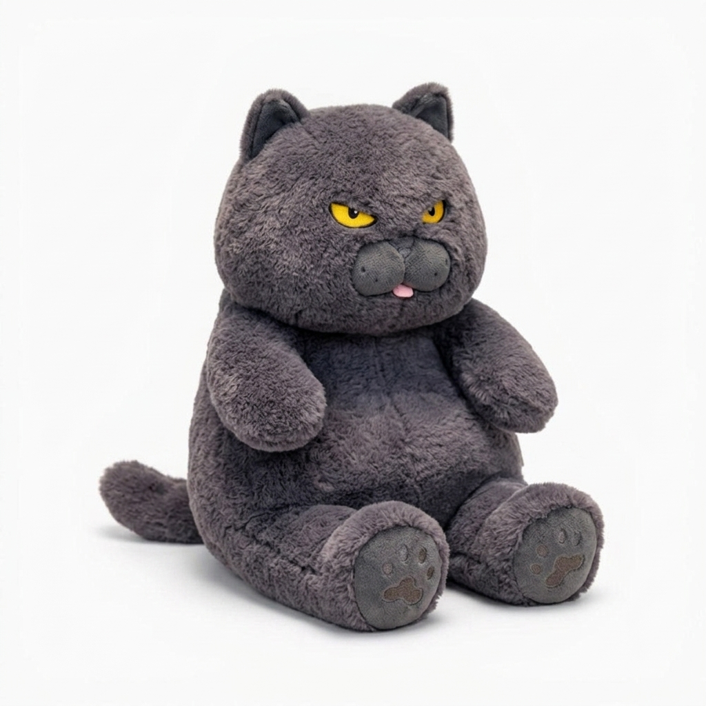 Grimmiges graues Katzen Kuscheltier 30–60 cm