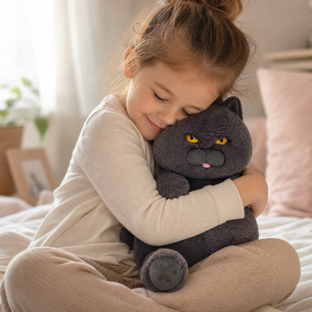 Grimmiges graues Katzen Kuscheltier 30–60 cm