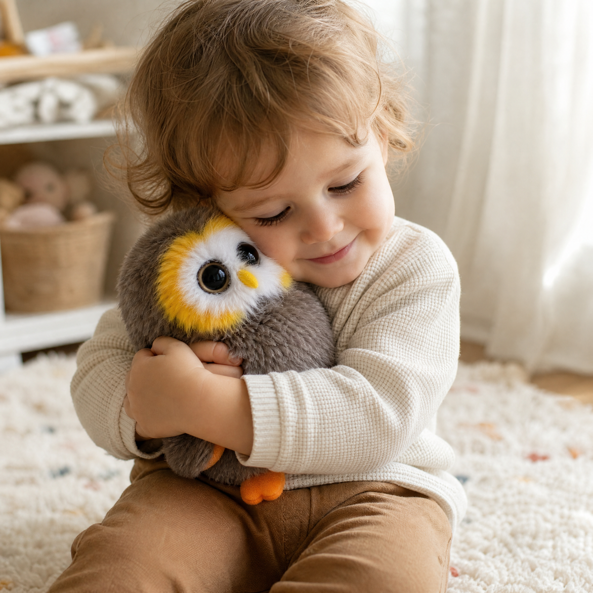 Flauschige Eule mit großen Augen 20–27 cm