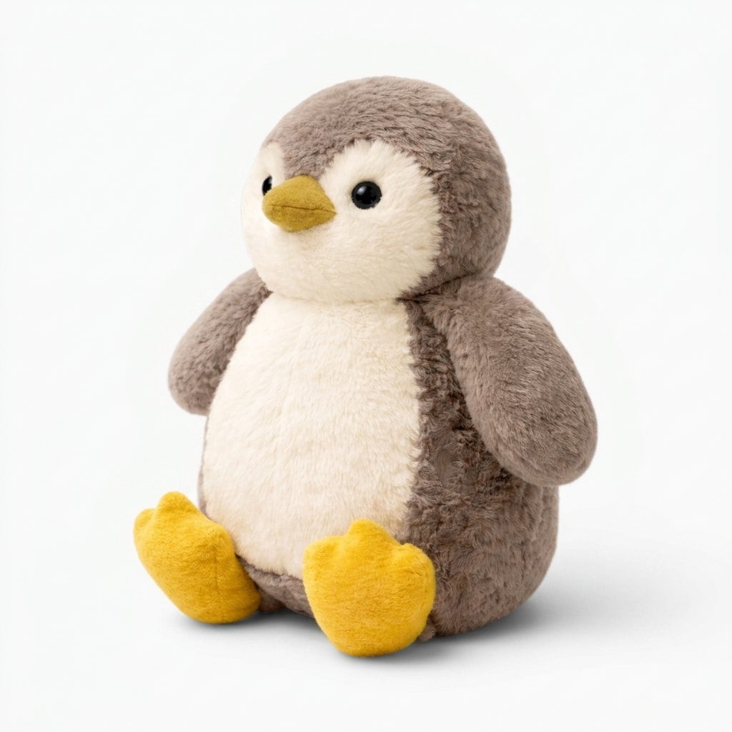 Pinguin Kuscheltier Taupe-Weiß 25–35 cm