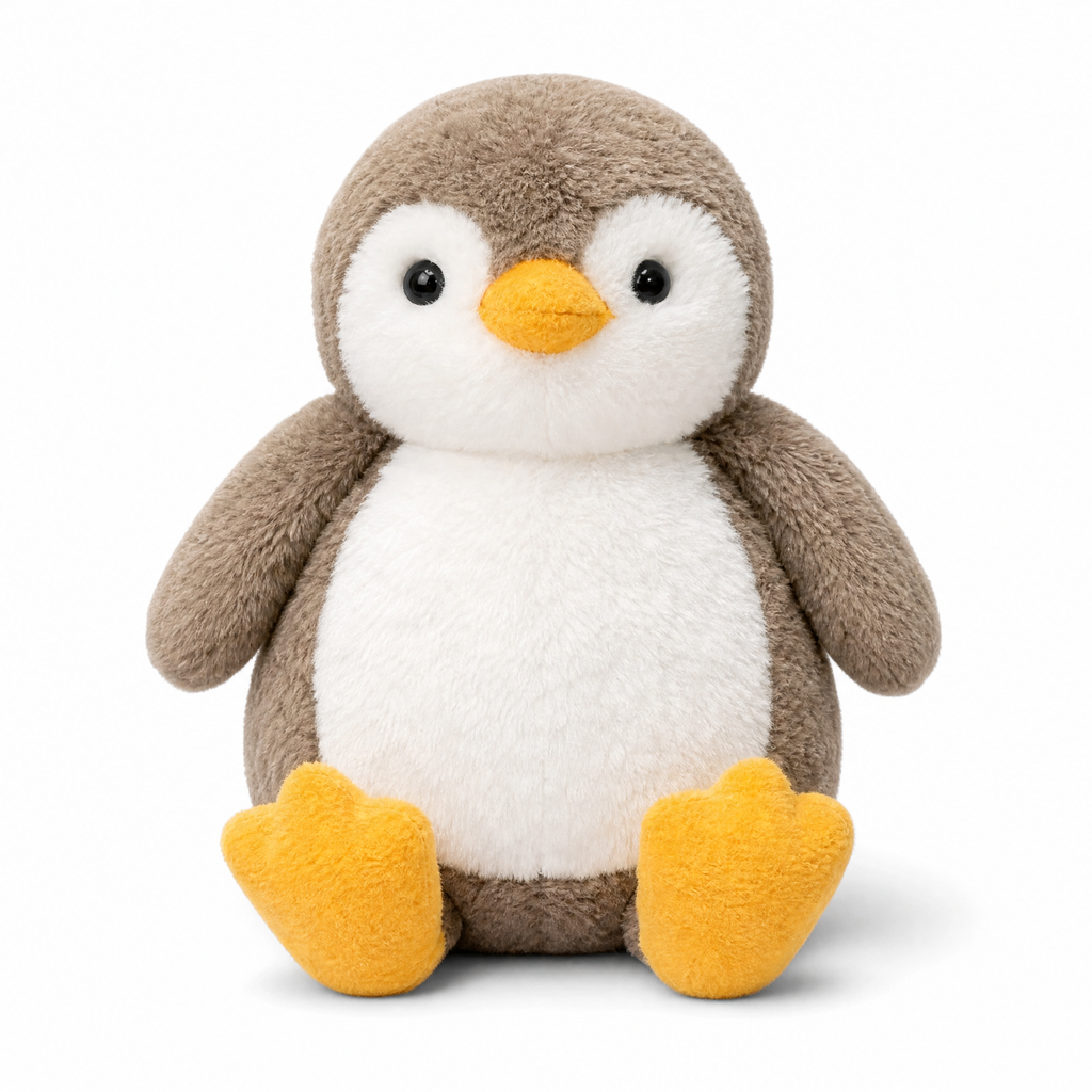 Pinguin Kuscheltier Taupe-Weiß 25–35 cm