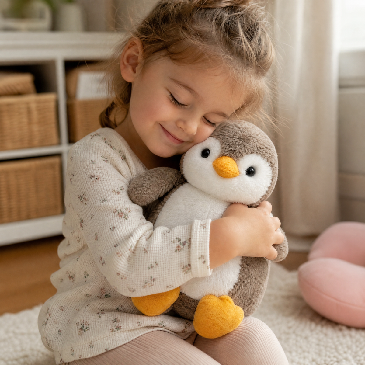 Pinguin Kuscheltier Taupe-Weiß 25–35 cm