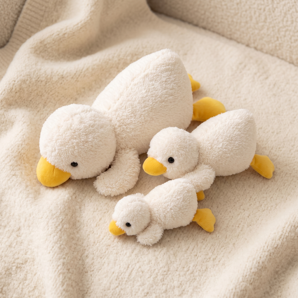 Weißes Enten Kuscheltier mit gelbem Schnabel 45–75 cm